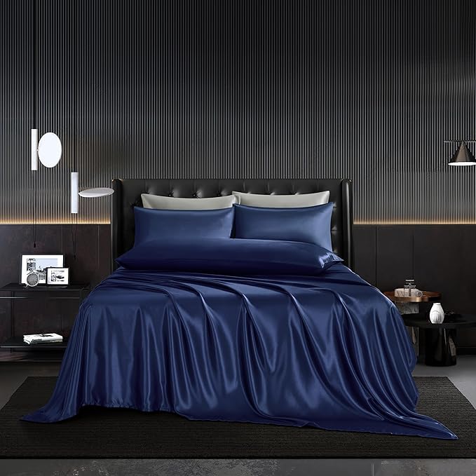KIT 4 PIEZAS | CAMA LUJO DE SEDA EGIPCIA PURA DE MORERA.