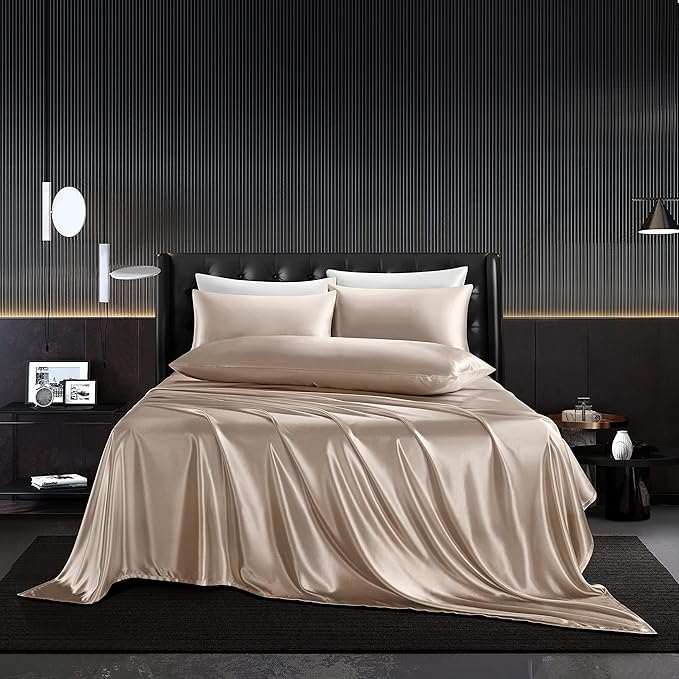 KIT 4 PIEZAS | CAMA LUJO DE SEDA EGIPCIA PURA DE MORERA.