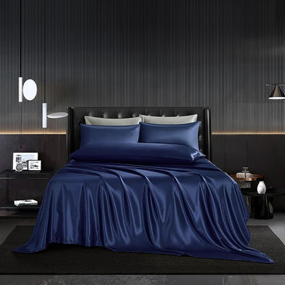 KIT 4 PIEZAS | CAMA LUJO DE SEDA EGIPCIA PURA DE MORERA.