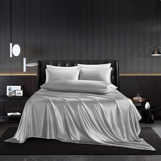 KIT 4 PIEZAS | CAMA LUJO DE SEDA EGIPCIA PURA DE MORERA.