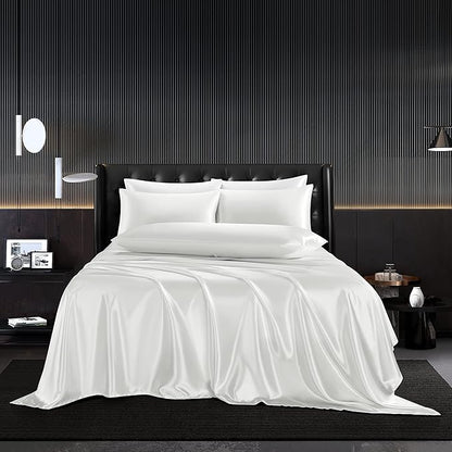 KIT 4 PIEZAS | CAMA LUJO DE SEDA EGIPCIA PURA DE MORERA.