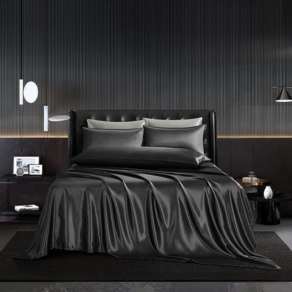KIT 4 PIEZAS | CAMA LUJO DE SEDA EGIPCIA PURA DE MORERA.
