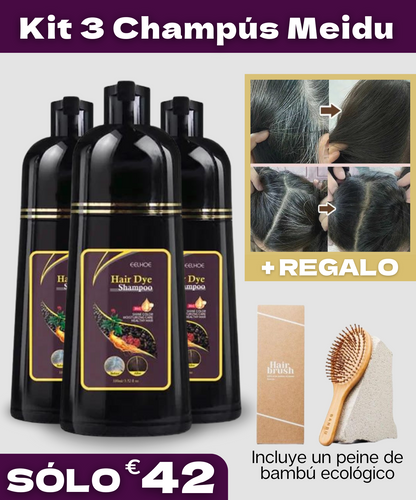 Champú 3 en 1 para Canas + Peine de bambú ecológico Regalo